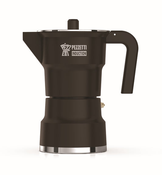Pezzetti – SOLIDEXPRESS - espresso maker - coffee maker - 6 cups - aluminum - black - INDUCTION - gas - electric - percolator - moka pot