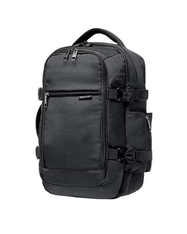 Plecak Puccini - 3 w 1 - 40x25x12-20 cm - regulowany rozmiar - czarny - Wizzair - KLM - Ryanair - bagaż podręczny