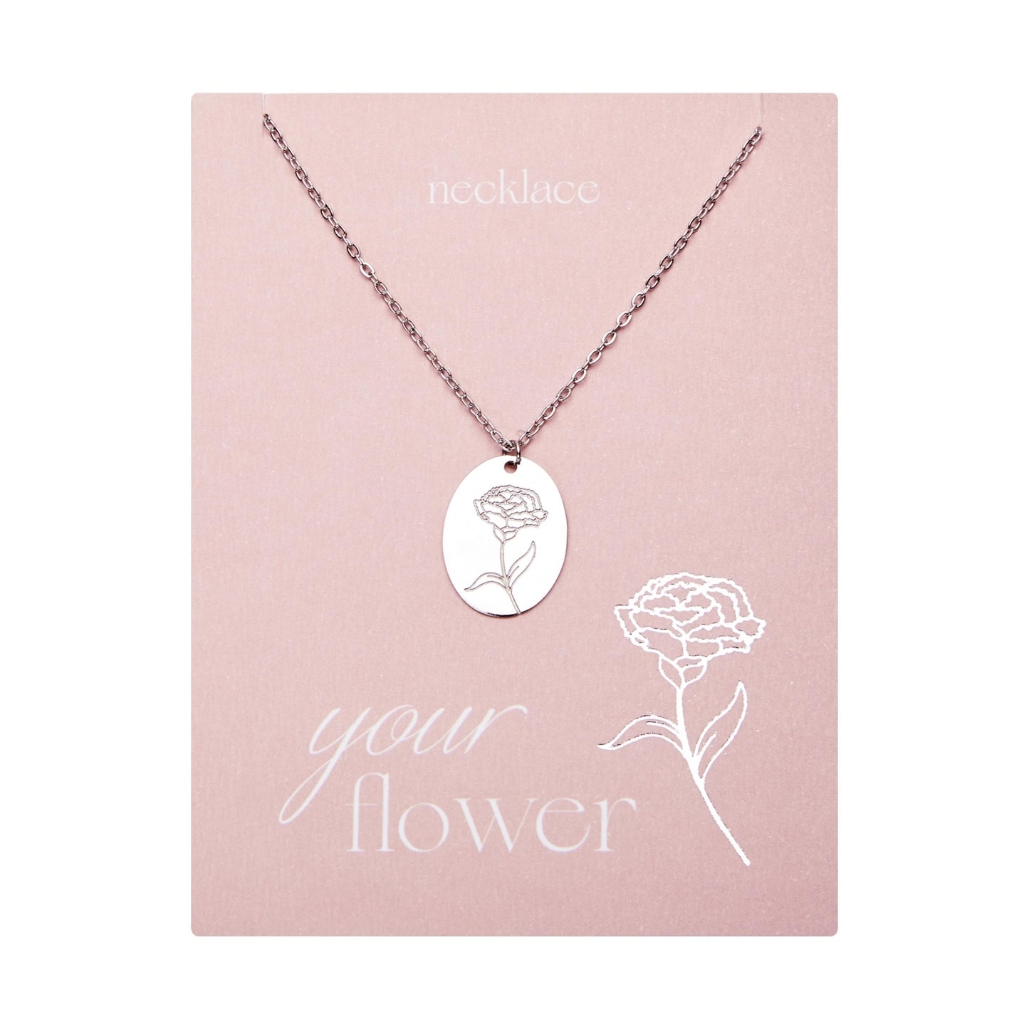 Crystals by HCA-Necklace-Your flower-Carnation-January