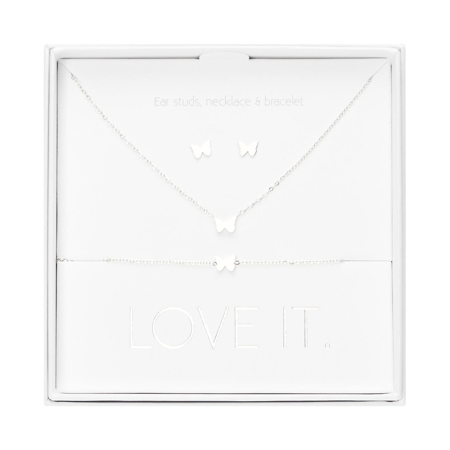 Crystals by HCA Gift Set - Love It - Silver Plated - Butterfly