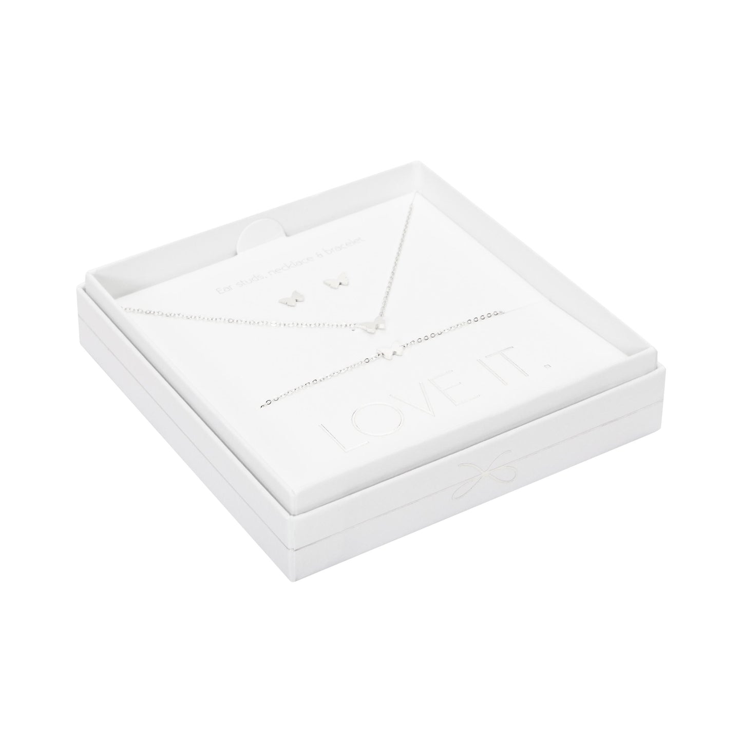 Crystals by HCA Gift Set - Love It - Silver Plated - Butterfly
