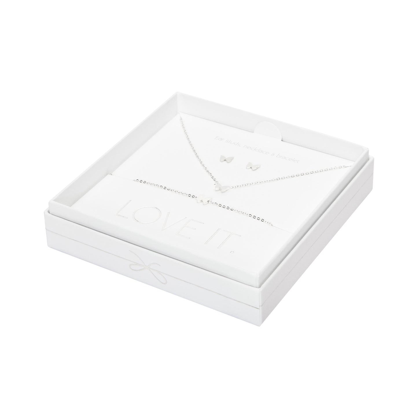 Crystals by HCA Gift Set - Love It - Silver Plated - Butterfly
