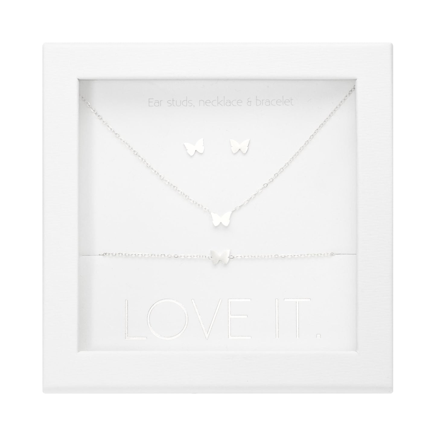 Crystals by HCA Gift Set - Love It - Silver Plated - Butterfly
