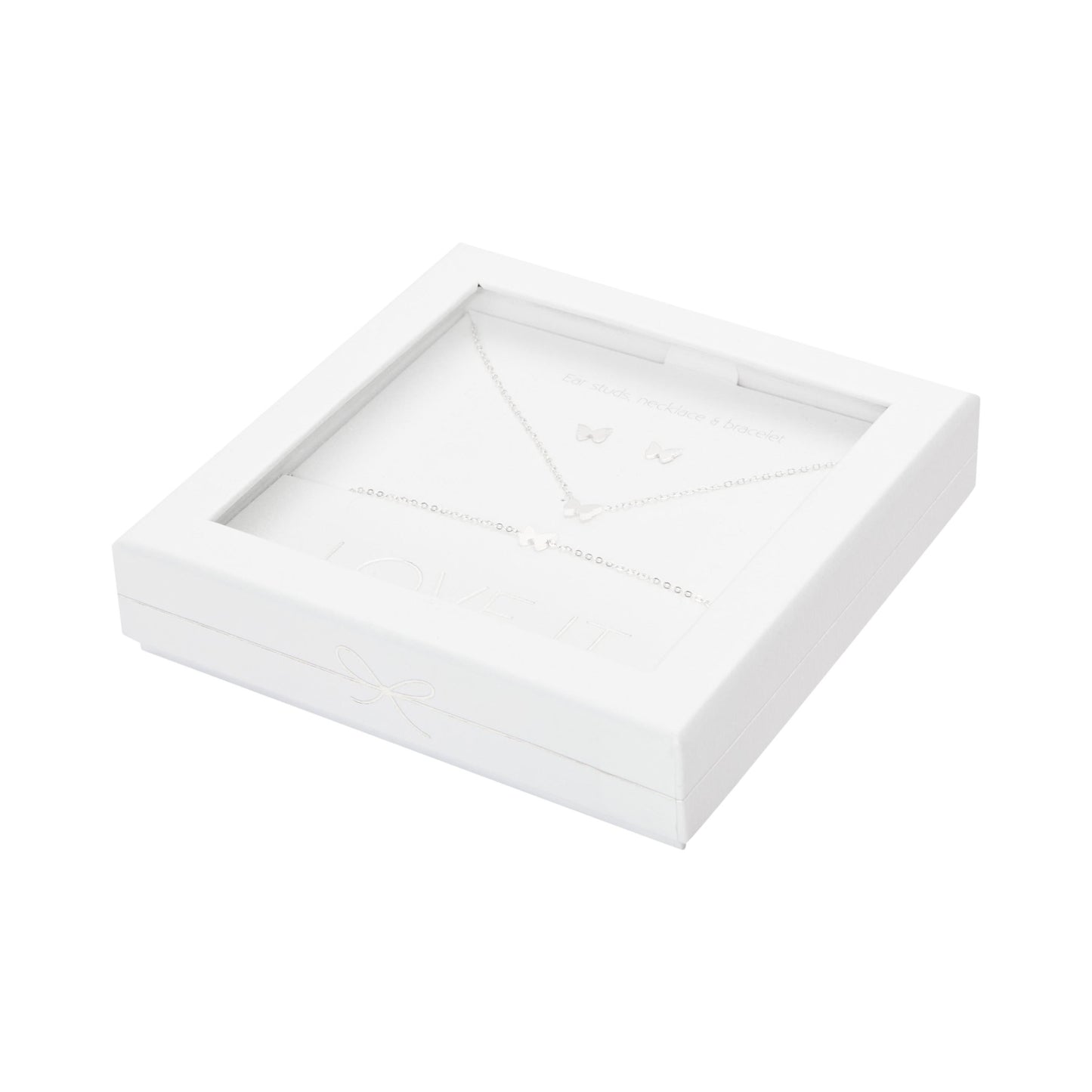 Crystals by HCA Gift Set - Love It - Silver Plated - Butterfly