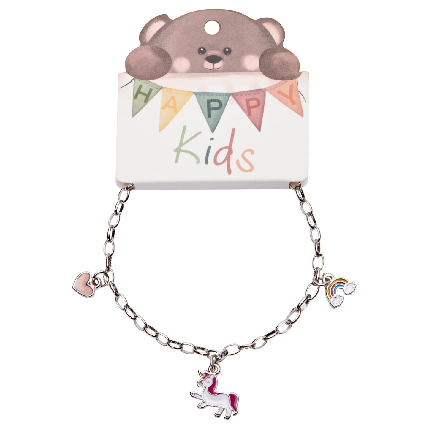 Crystals by HCA-Bracelet-3 pendants-Happy Kids-Unicorn