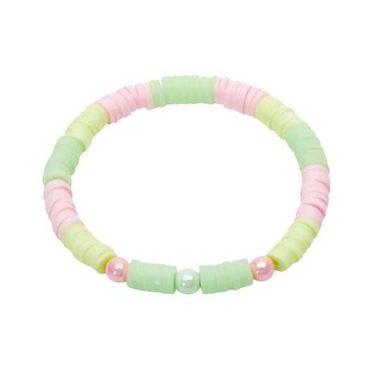 Bransoletka Crystals by HCA – koraliki płaskie i okrągłe – Happy Kids – zielono-różowe