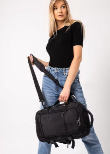 Plecak Puccini - 3 w 1 - 40x25x12-20 cm - regulowany rozmiar - czarny - Wizzair - KLM - Ryanair - bagaż podręczny