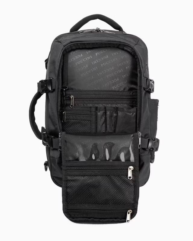 Plecak Puccini - 3 w 1 - 40x25x12-20 cm - regulowany rozmiar - czarny - Wizzair - KLM - Ryanair - bagaż podręczny