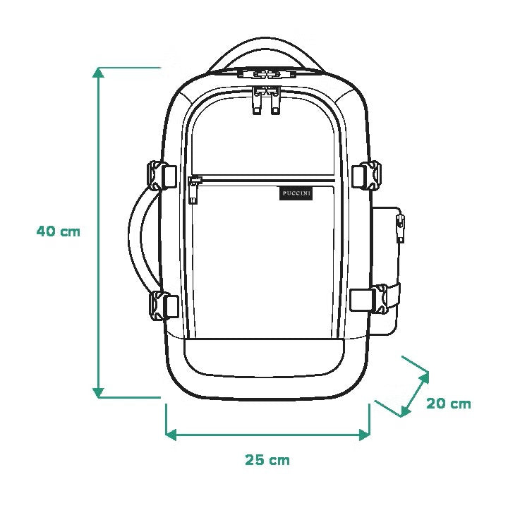 Plecak Puccini - 3 w 1 - 40x25x12-20 cm - regulowany rozmiar - czarny - Wizzair - KLM - Ryanair - bagaż podręczny
