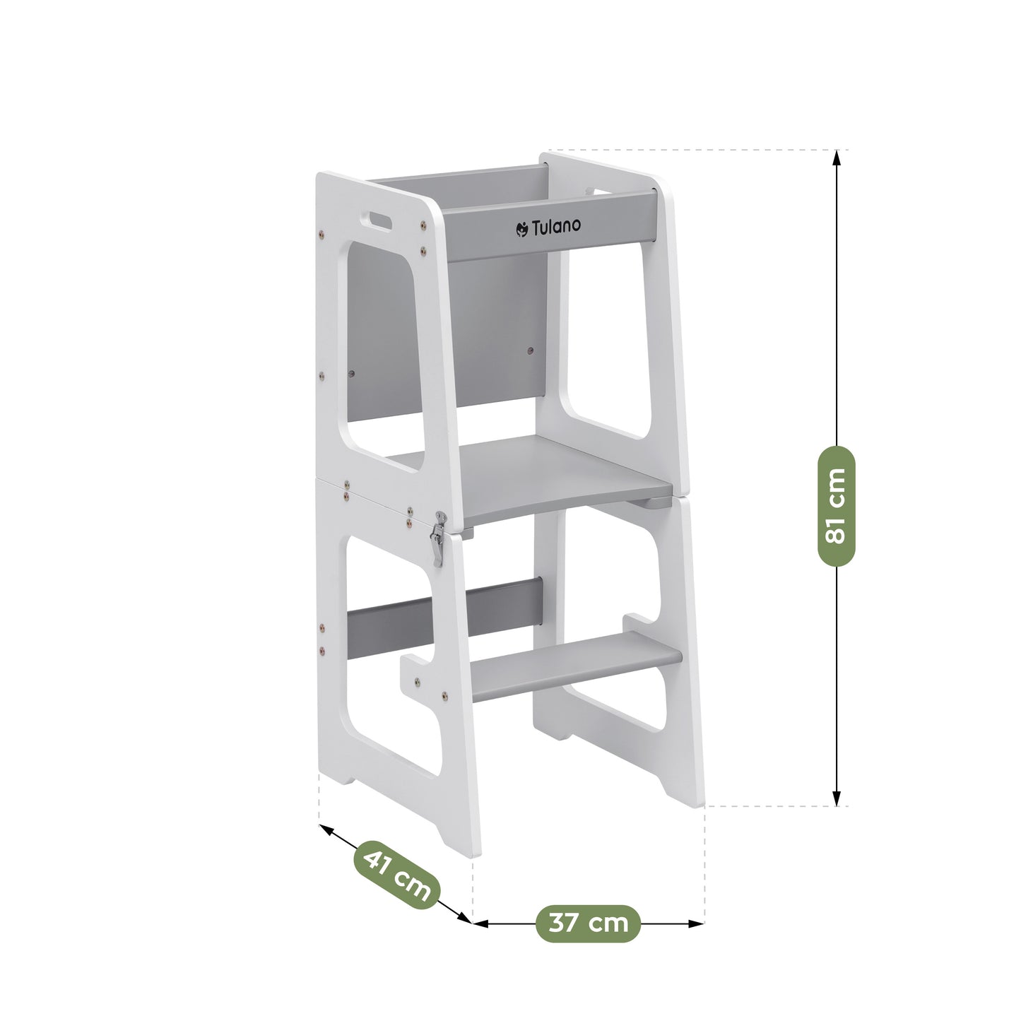 Tulano Mooby 35 Kitchen Helper Stepper dla dzieci 3 w 1 do 60 kg, biały/szary
