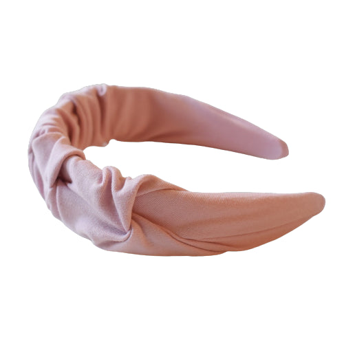 Pastel pink cotton headband with ruffles HANDMADE
