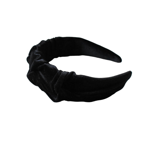 Black velvet headband with ruffles HANDMADE
