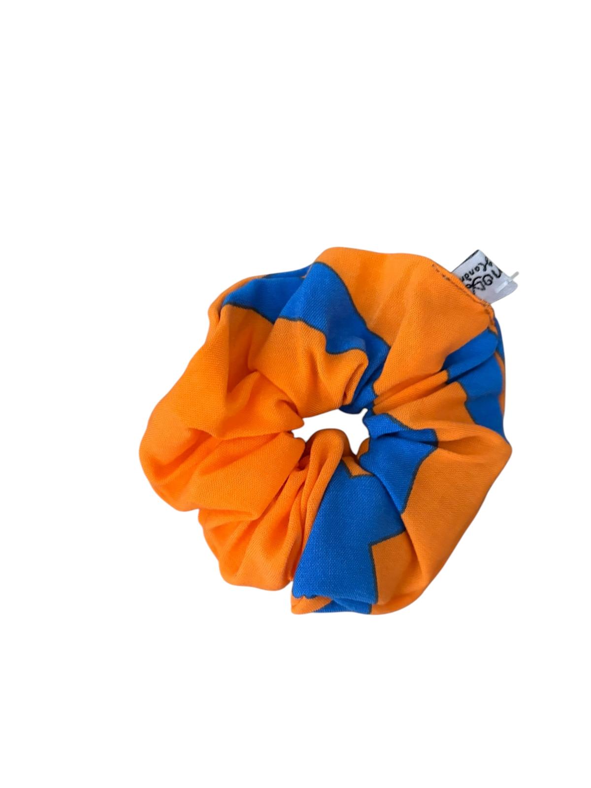 Scrunchie tie orange and blue HANDMADE