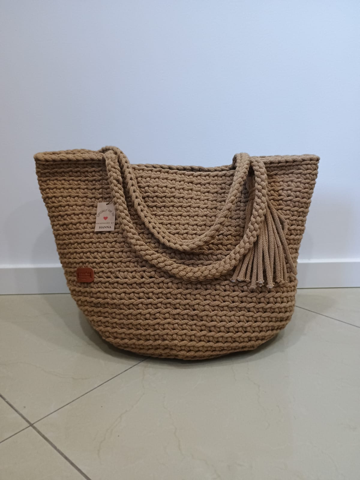 Crocheted shopper bag handmade - Caramel