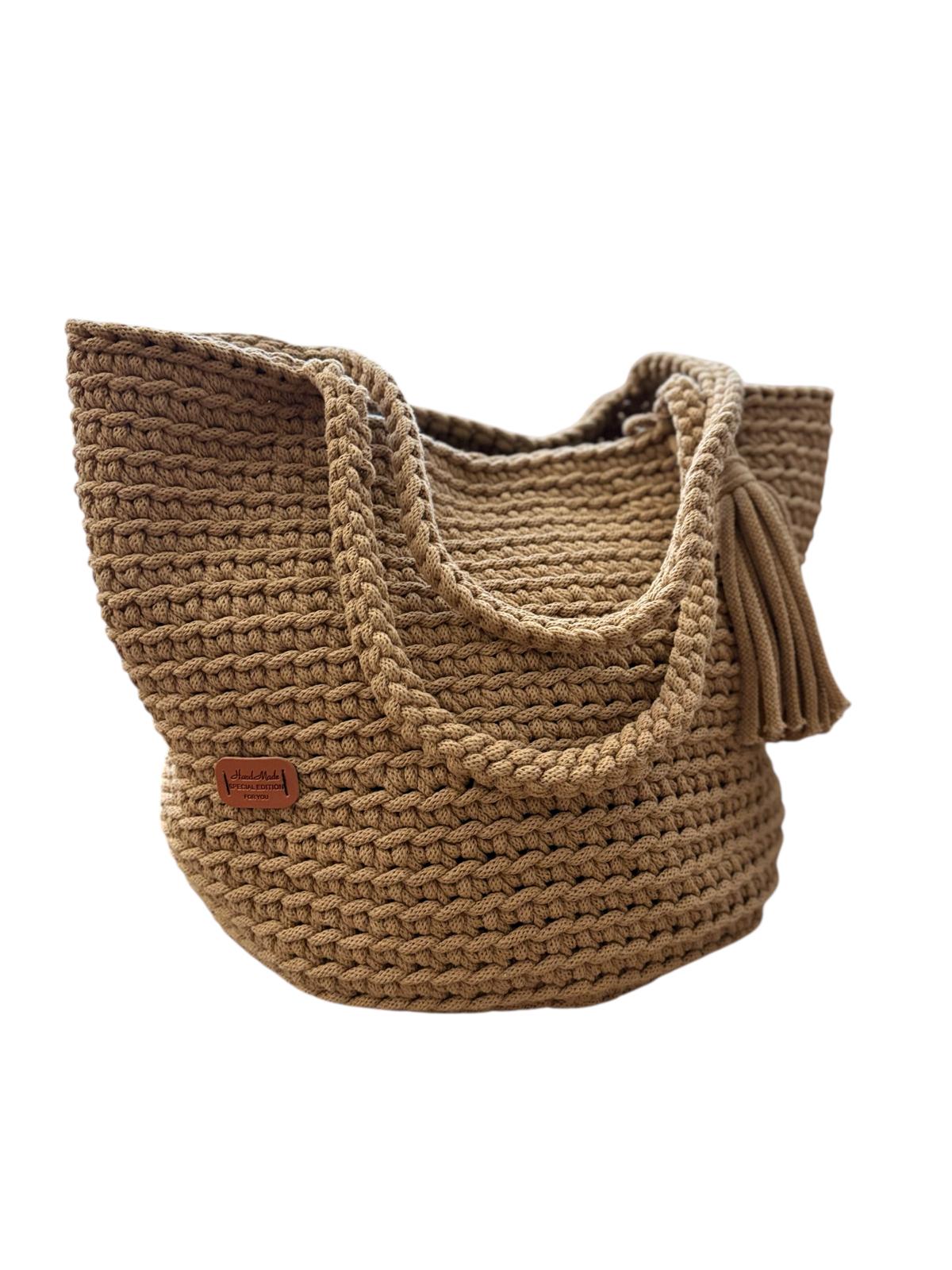 Crocheted shopper bag handmade - Caramel