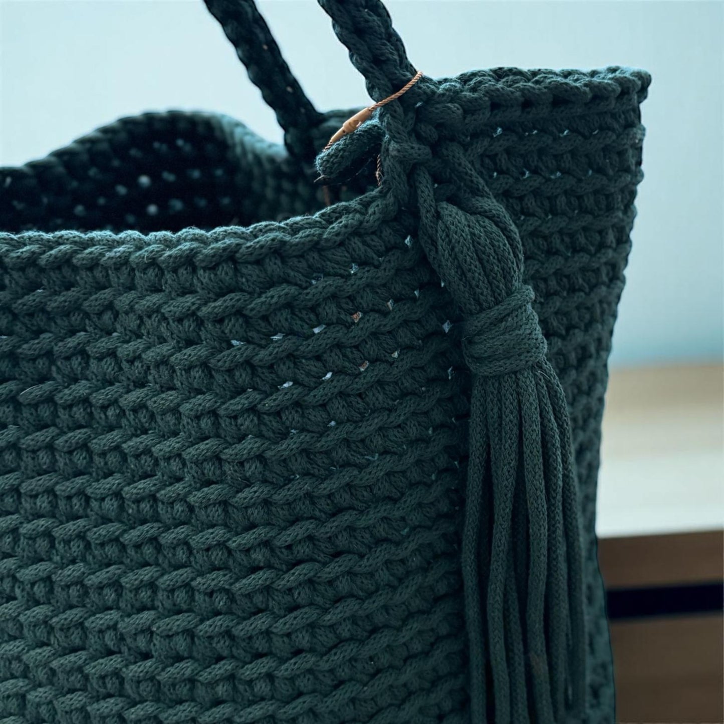 Crocheted shopper bag handmade - green