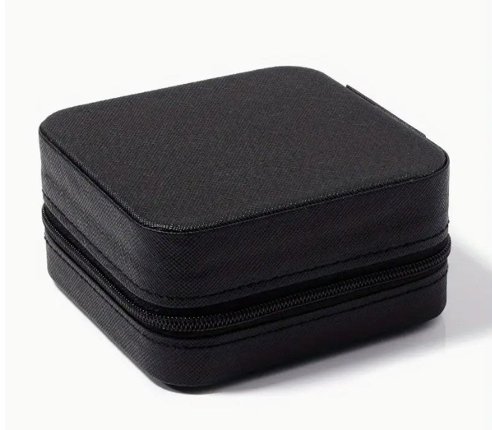 Travel Jewelry Box with Zipper - BLACK
