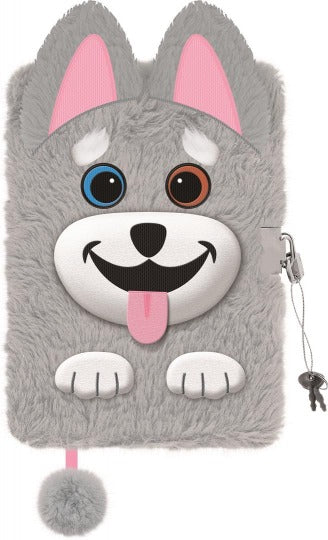 Diary with padlock 3D gray, Husky dog A5, 96 pages
