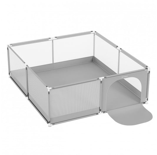 Tulano - Cozy 28 - Baby box - Playpen - 180x200 cm - For indoor and outdoor use - Gray/white - Breathable mesh - EN71 certified - 6 to 36 months