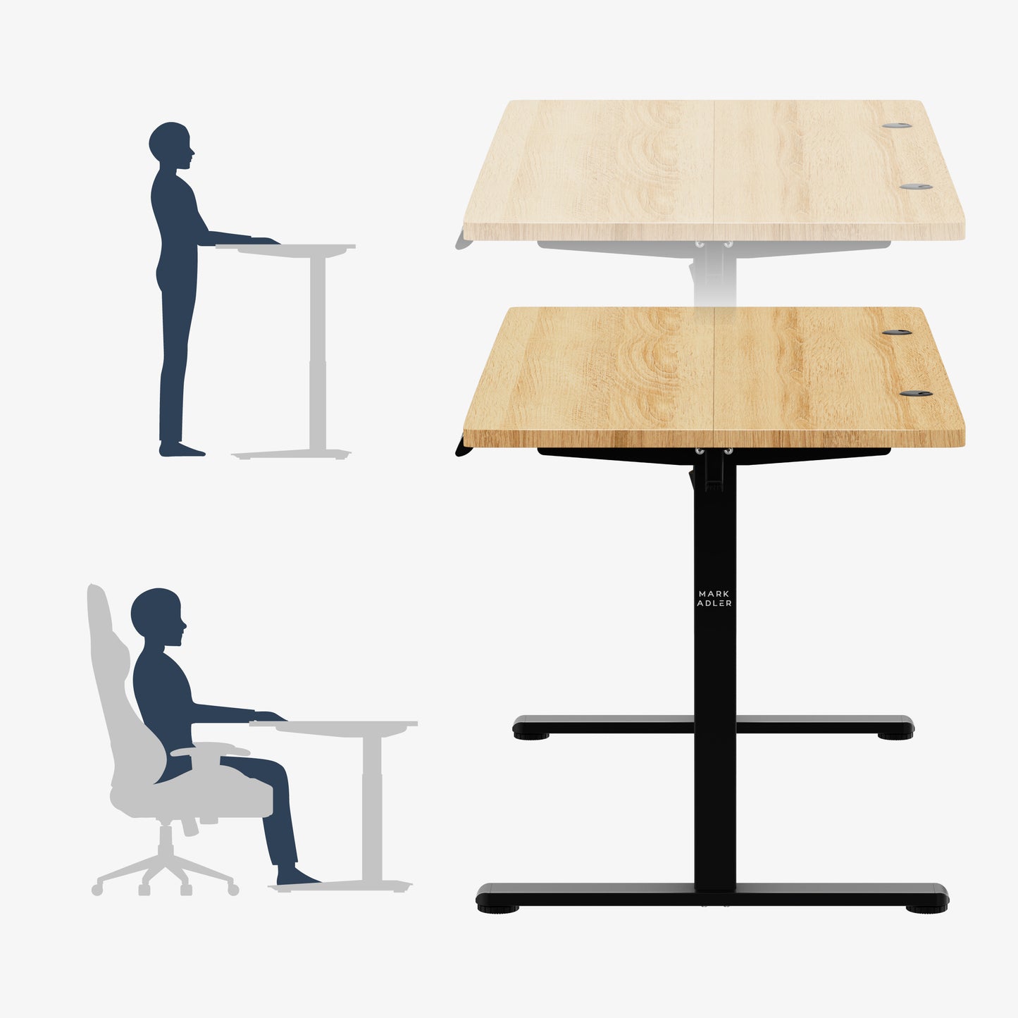 Mark Adler Desk Leader 7.3-140x70 cm - Electrically adjustable - Black/wood
