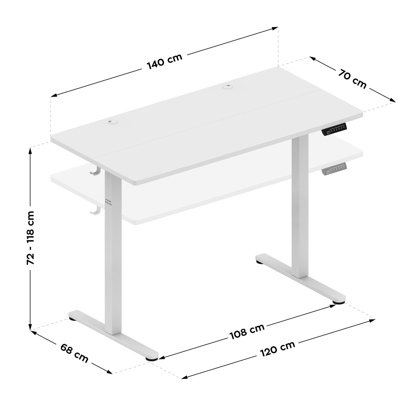 Mark Adler Desk Leader 7.3-140x70 cm Electrically Adjustable White
