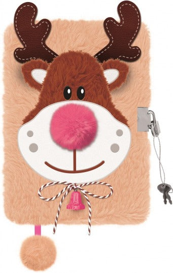 Diary with padlock 3D Beige Reindeer A5, 96 pages
