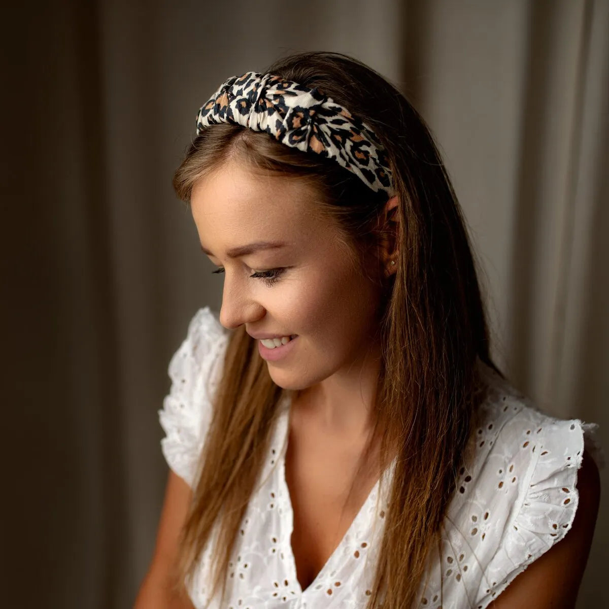 Leopard Print Linen Headband HANDMADE