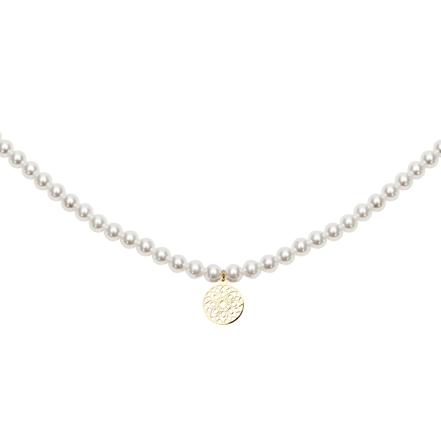 Crystals by HCA-Necklace-Gilded-Pearl-Mandala of Luck