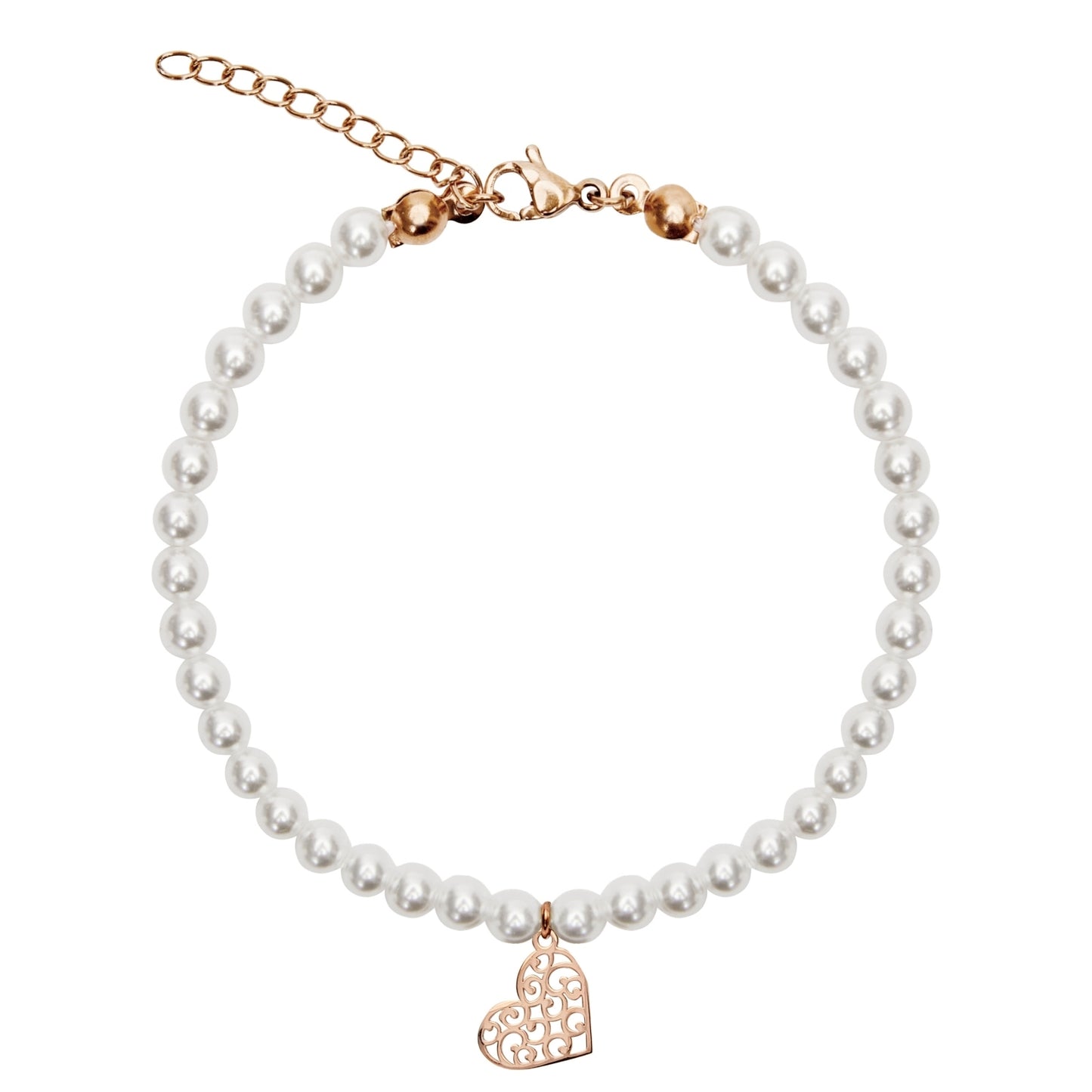 Crystals by HCA Bracelet Rose Gold Pearl Heart