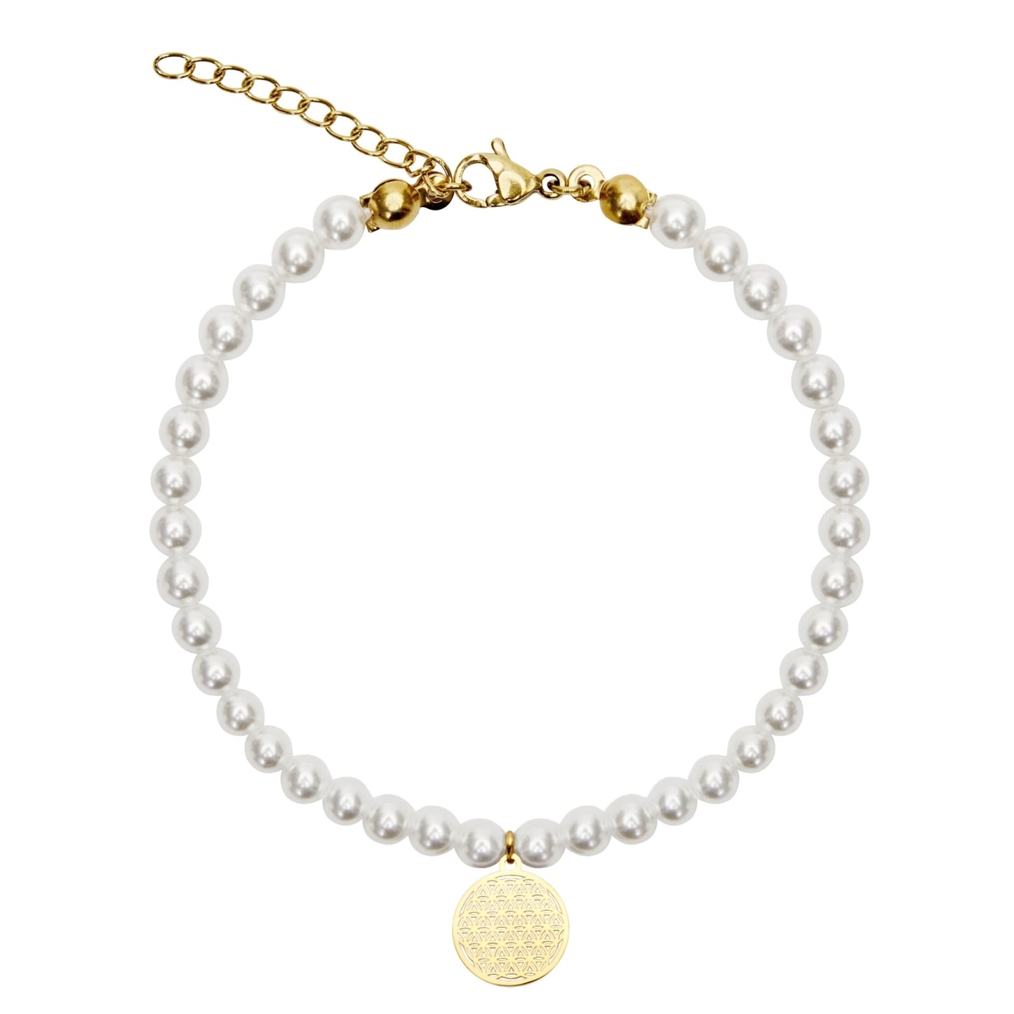 Crystals by HCA Bracelet Gold Plated Pearl Flower of Life