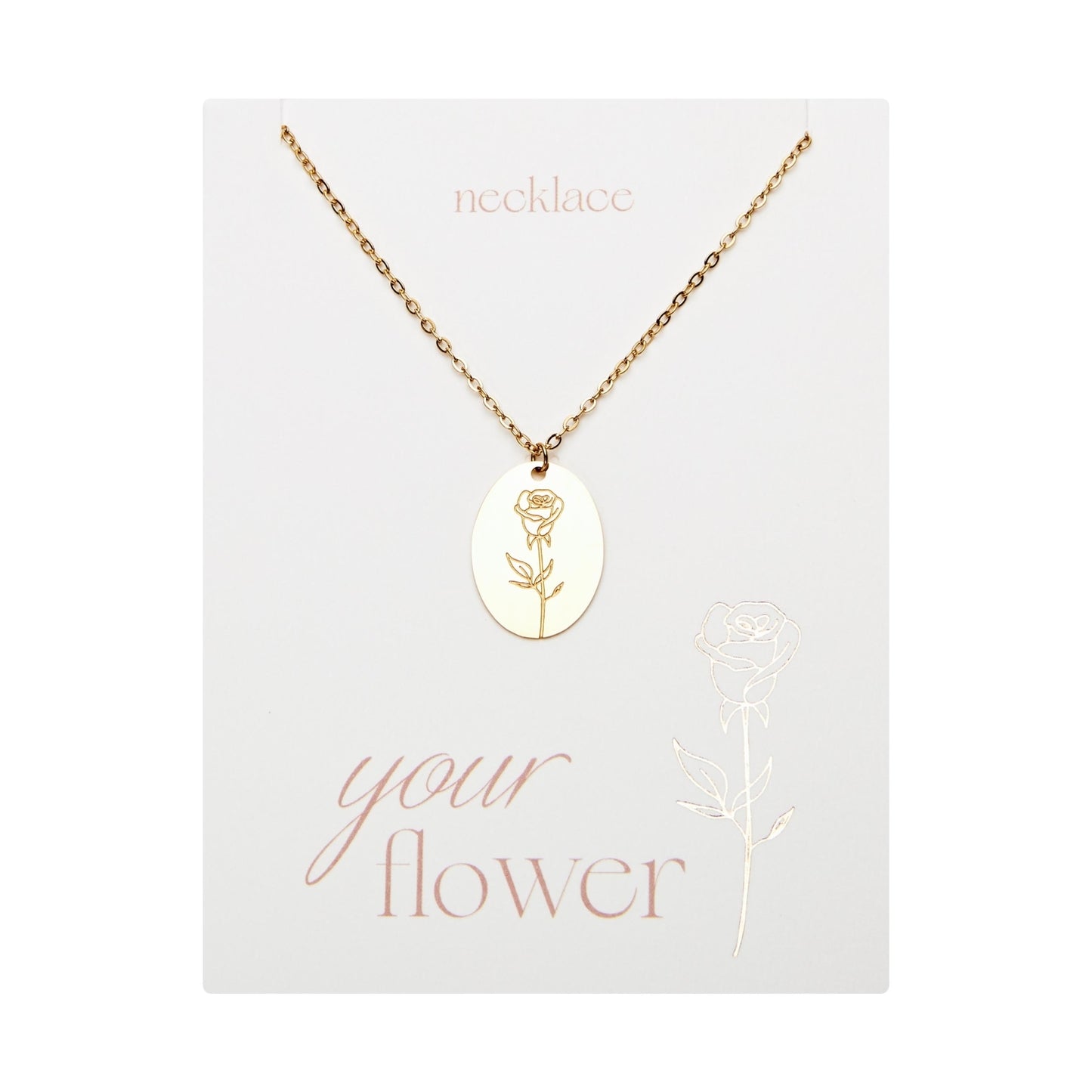 Crystals by HCA-Necklace-Your flower-Rose-June
