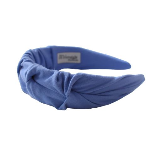 Blue linen headband with ruffles HANDMADE