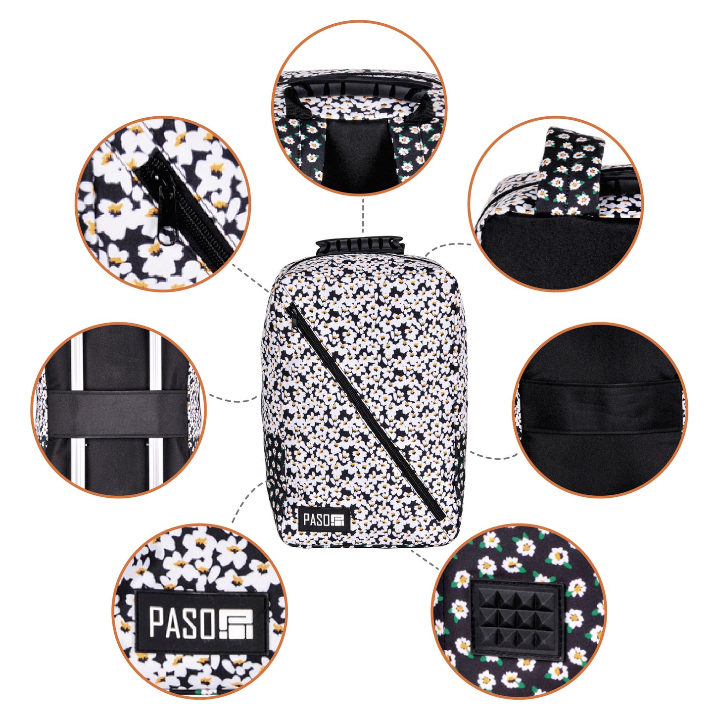 Paso backpack - 40x20x25 cm - flowers - Wizzair - Ryanair - hand luggage