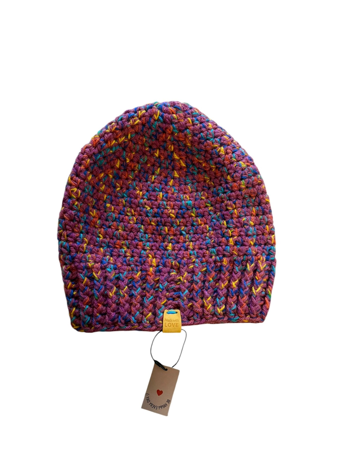 Hand-crocheted hat - purple/pink mottled