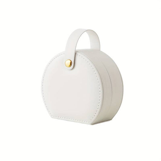 Portable semicircular jewelry box - WHITE