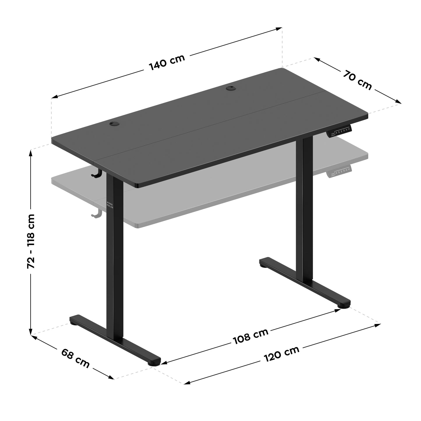 Mark Adler Desk Leader 7.3-140x70 cm - Electrically adjustable - Black