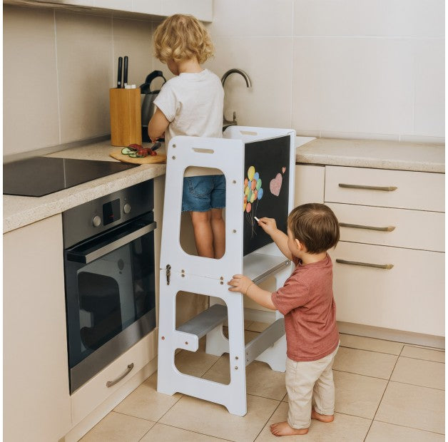 Tulano Mooby 35 Kitchen Helper Stepper Kids 3 in 1 Up to 60 kg White/Gray
