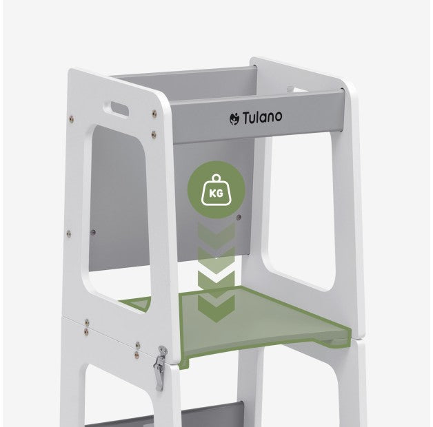 Tulano Mooby 35 Kitchen Helper Stepper Kids 3 in 1 Up to 60 kg White/Gray