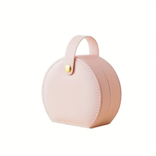 Portable Semicircular Jewelry Box - Pink